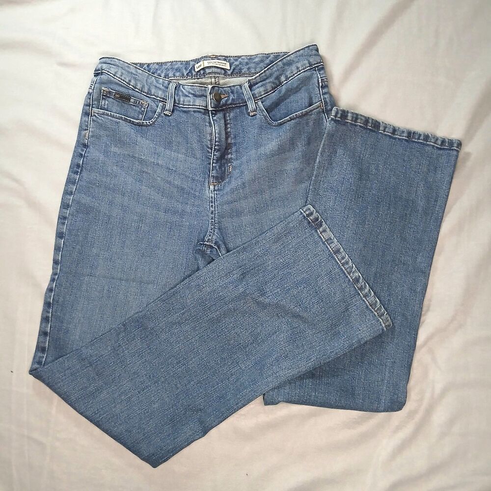 Lee Natural Bootcut Just Below Waist Jeans Stretch Denim Pants Pockets Womens 10